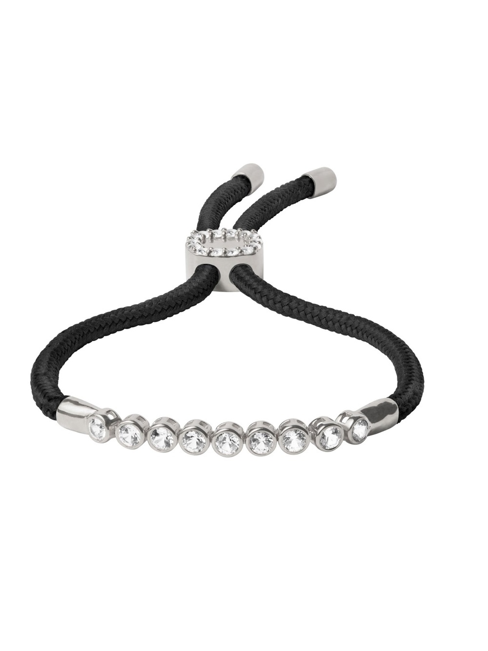 Dorsey James Bezel Noir Paracord Bracelet In Sterling Silver
